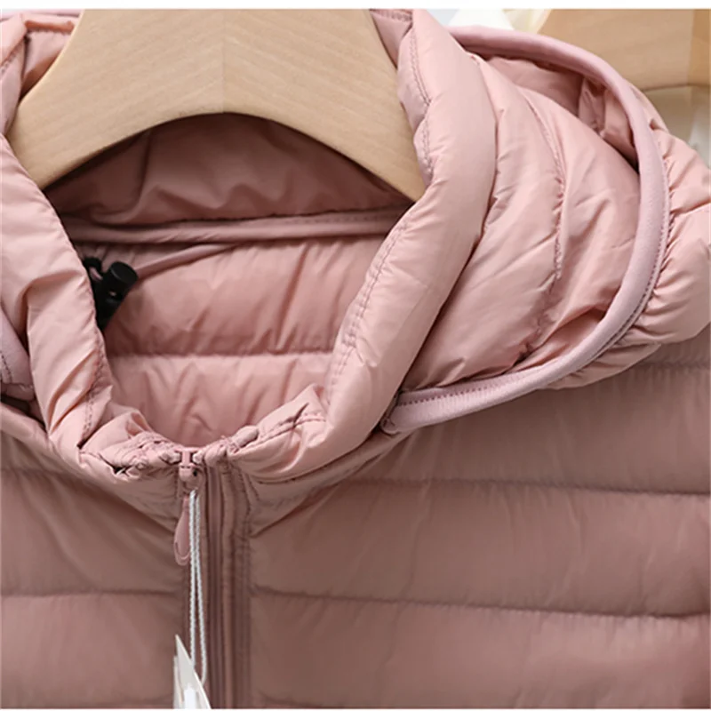 Autumn Winter Women Hat Detachable Hooded Down Coat Parkas Ultra Light Thin White Duck Down Jacket Female Bigsize Puffer Outwear