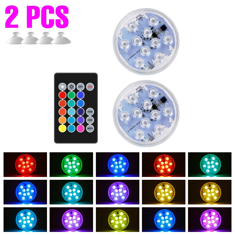 4-pack RGB-zwembadverlichting LED-afstandsbediening onderwaterlamp dompelpompen decoratie buiten waterdicht voor vaas aquarium