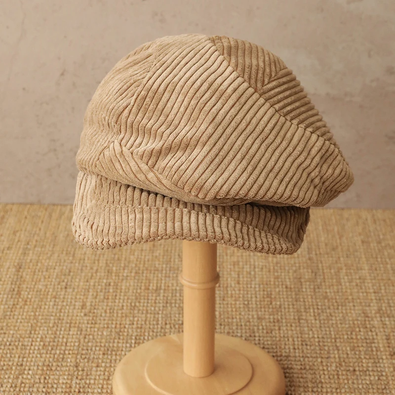 

Newsboy Cap Women Men Octagonal Hat Wale Flat Autumn Windproof Warm Accessory Headwear For Winter Outdoor Casual