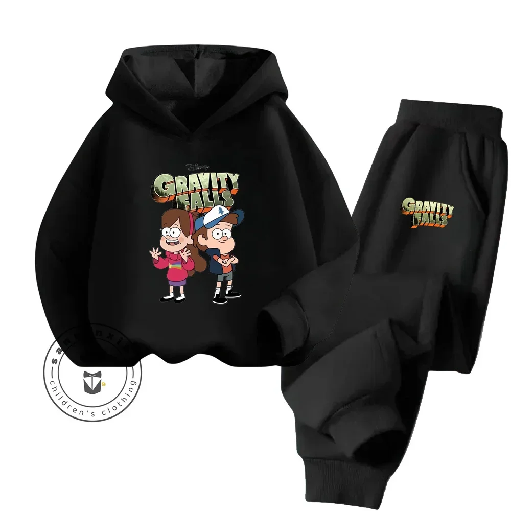 Disney Gravity Falls Fashion hoodie + Pants Tracksuit Boys Girls Casual Elastic Tracksuit Kids clothing set Kids Fall Spring