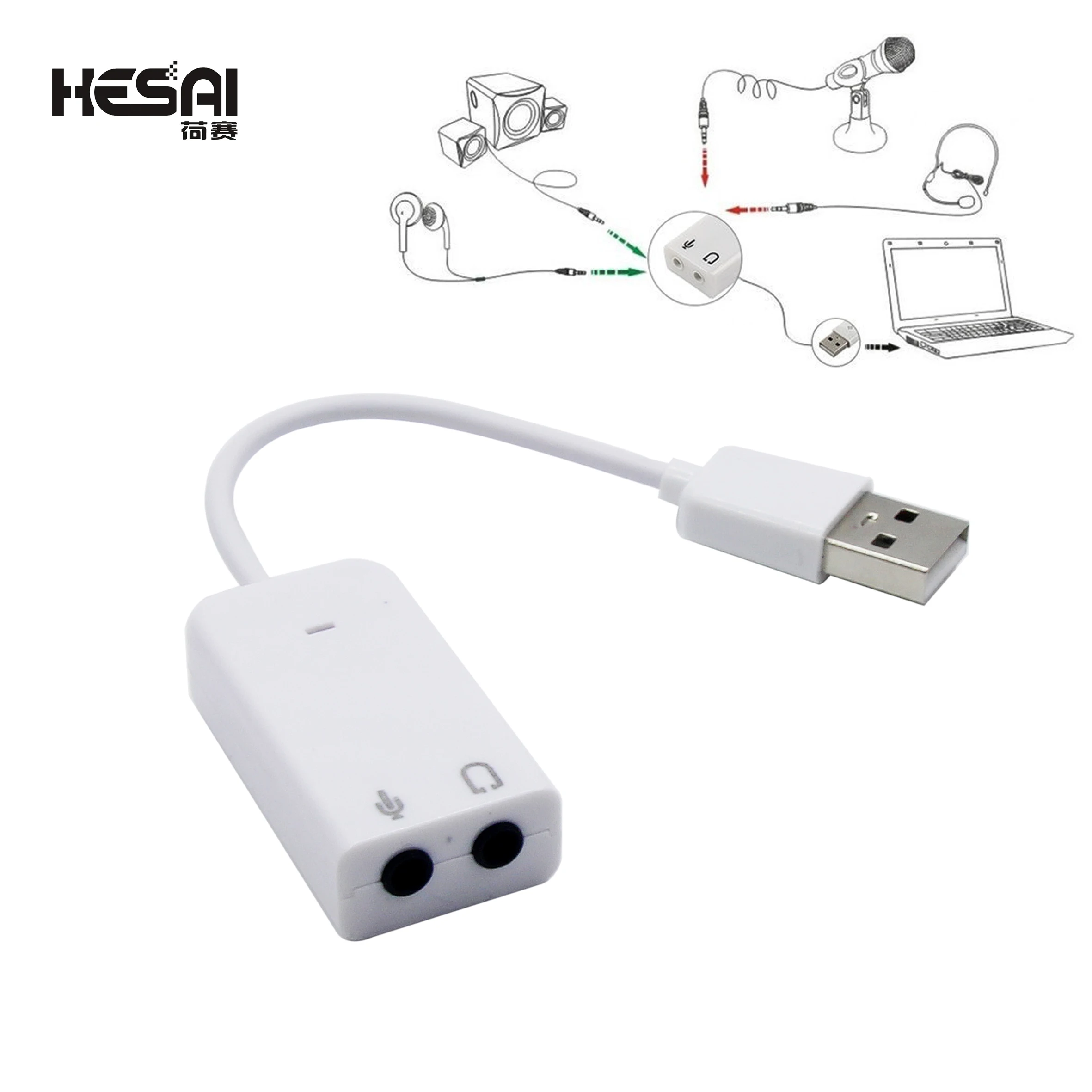 Sienoc USB 2.0 Virtual 7.1 Channel Xear 3D External USB Sound Card Audio Adapter for Windows XP Win 7 8 Linux Vista Mac OS