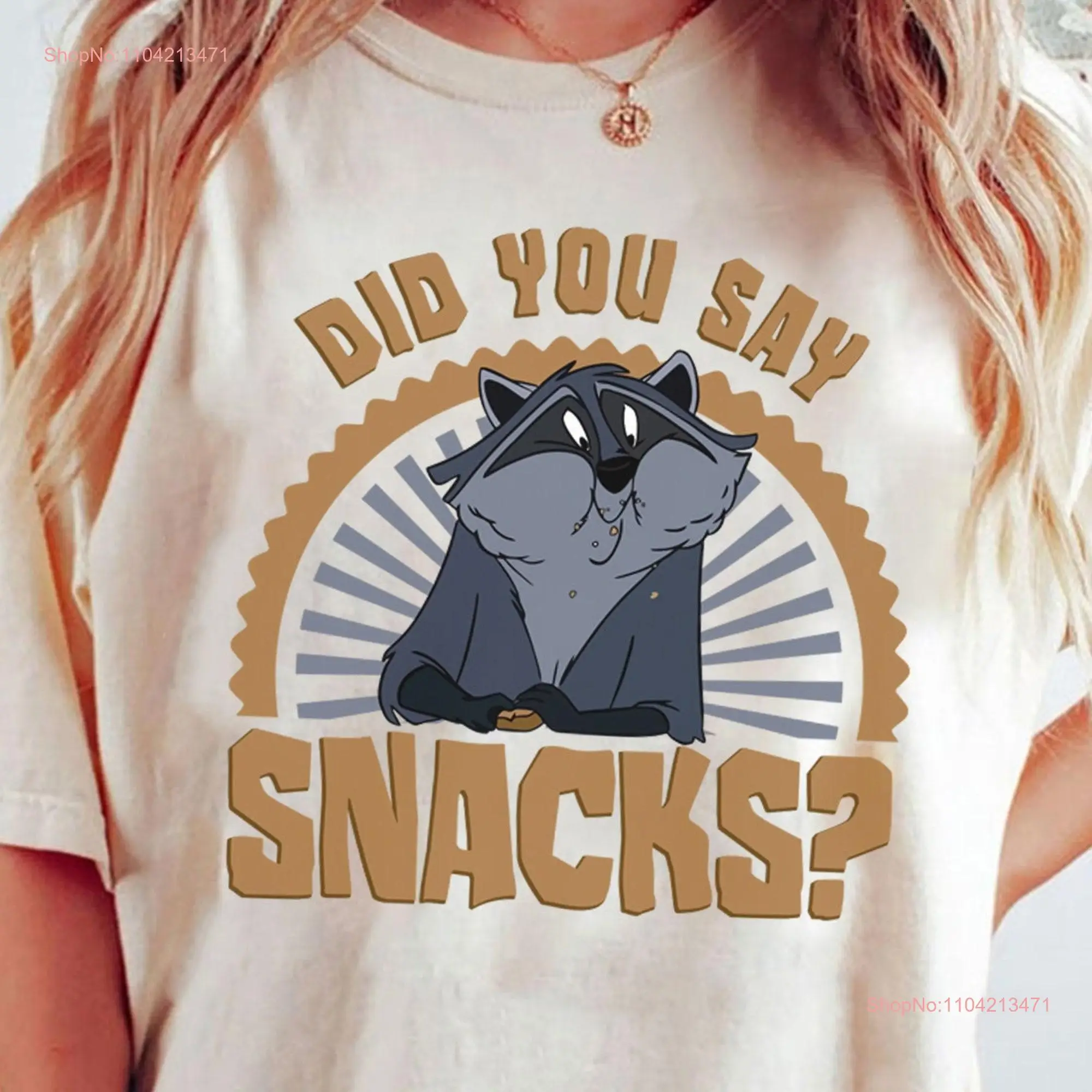 Did You Say Snacks Magic Kingdom T Shirt Meeko Raccoon Pocahontas Funny Family Trip Snacking Around long or short sleeves