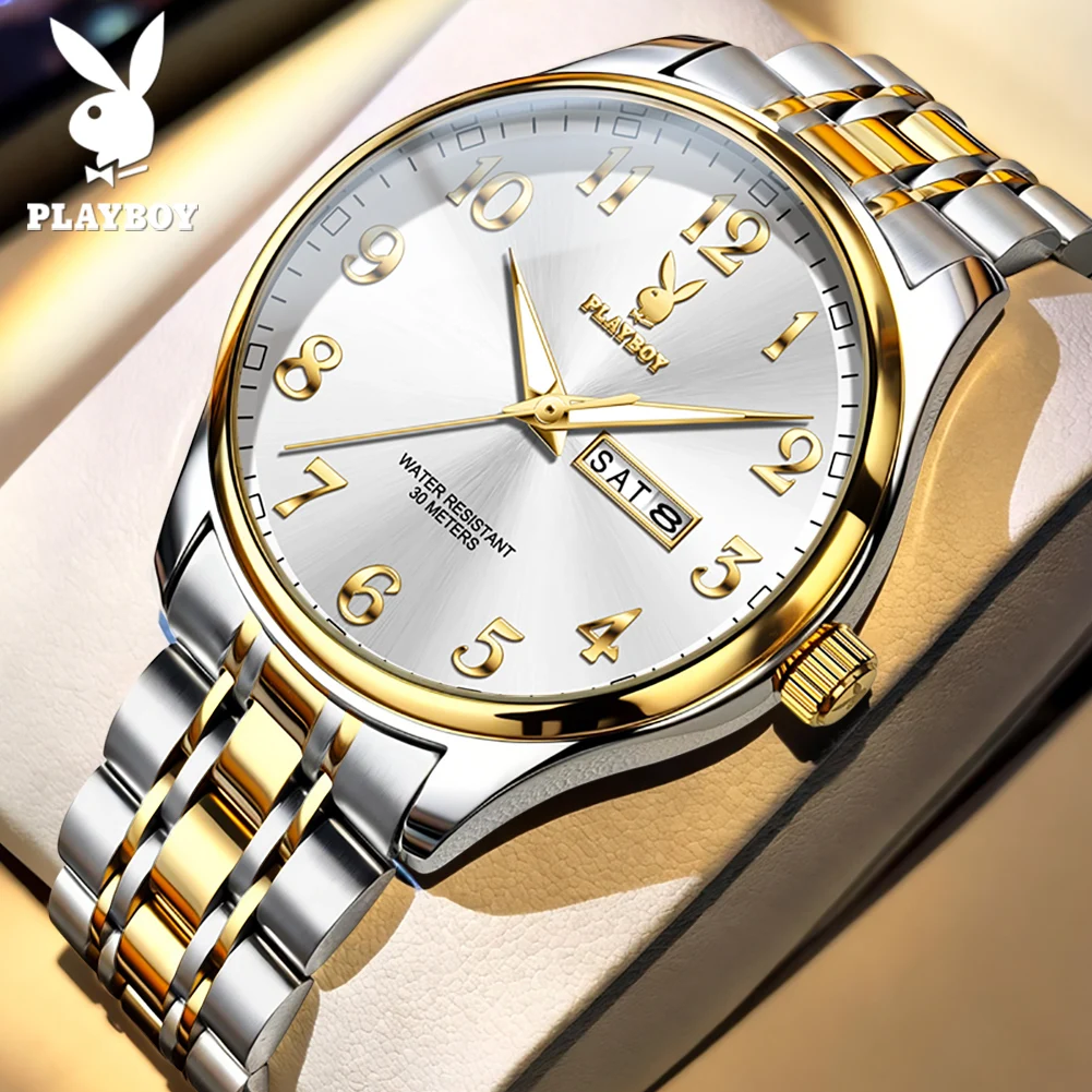 playboy-3533-brand-original-authentic-watches-for-man-luxury-gift box-steel-band-simple-quartz-male-expression-couple-watch