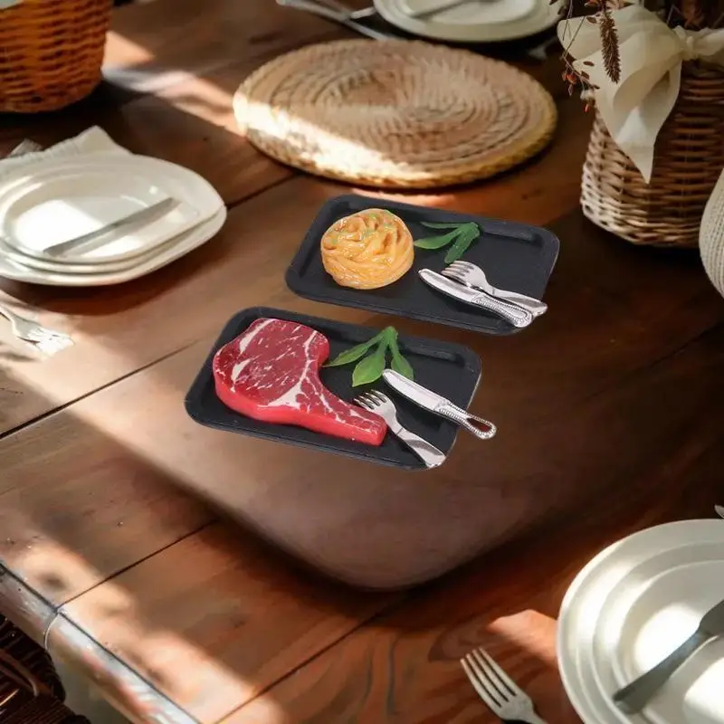 Accessoire de bricolage Miniature pour maison de poupée, ensemble de 5 pièces, pâtes à Steak simulées, assiettes, couverts, modèle de jouet de décoration alimentaire de cuisine