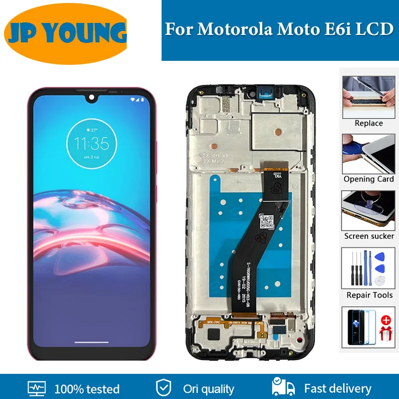 Original For Motorola E6i LCD Display with frameTouch Screen Digitizer Assembly XT2053-5 For Moto E6 i display LCD touch screen