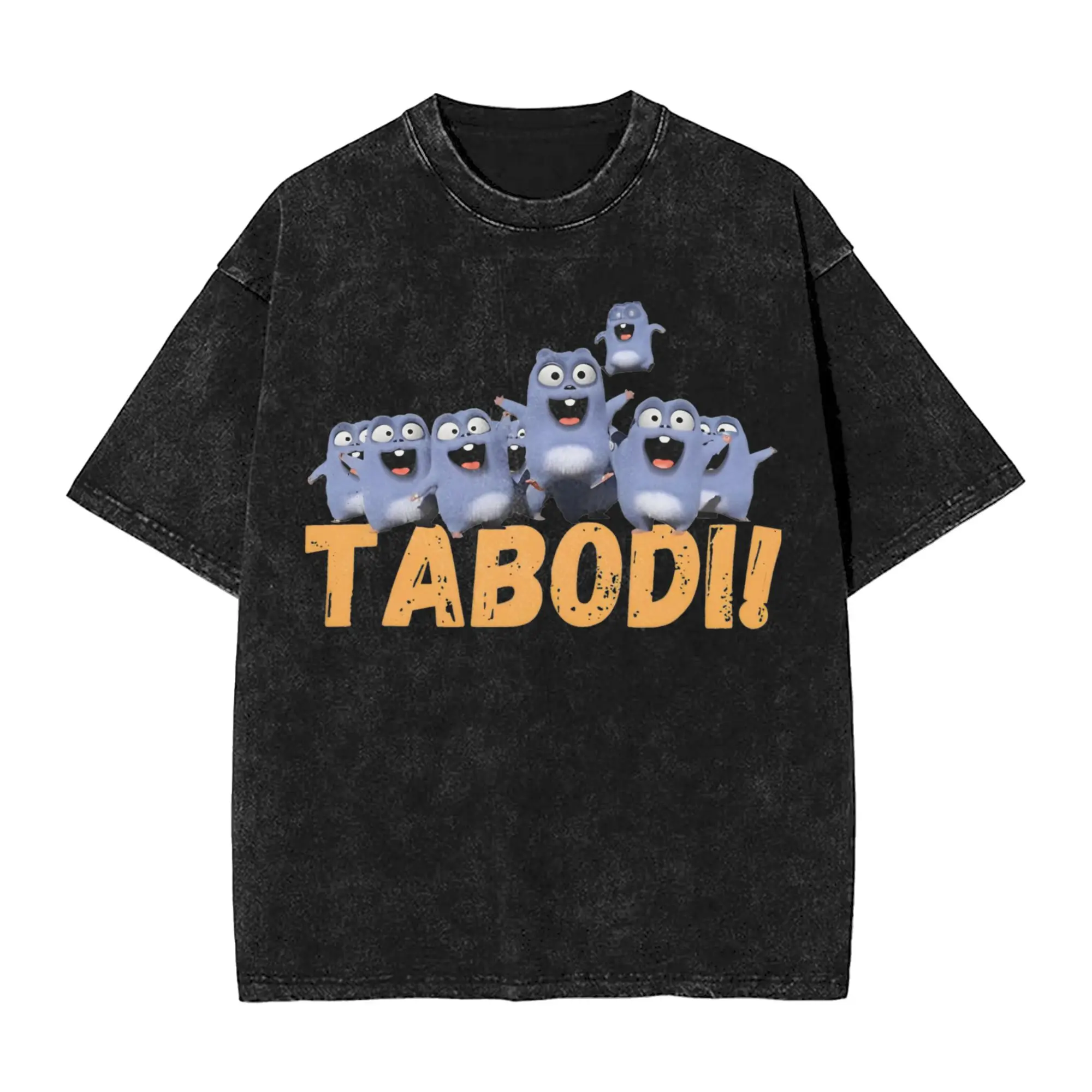 Harajuku Washed Shirt Happy Lemmings Tabodi and Grizzy Merch Vintage T Shirt High Street  Streetwear 100% Cotton Graphic Tees