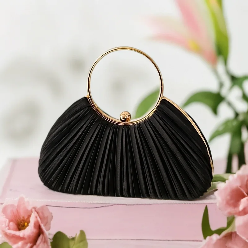 

Простая универсальная шелковая сложенная сумка для ужина с кольцом, портативное платье Cheongsam, женская сумка через плечо, атласная роскошная вечерняя сумочка для женщин