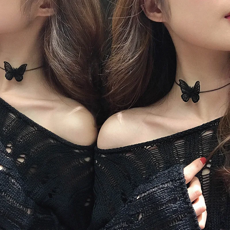 Fashion Fairy Style Embroidered Butterfly Necklace Female Personality Light Luxury Clavicle Chain Niche Design Jewelry Wholesale