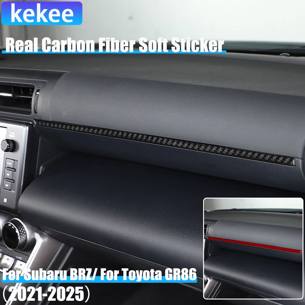 

Real Carbon Fiber Car Accessories Co-pilot Strip Cover Soft Sticker For Subaru BRZ/ For Toyota GR86 2021 2022 2023 2024 2025