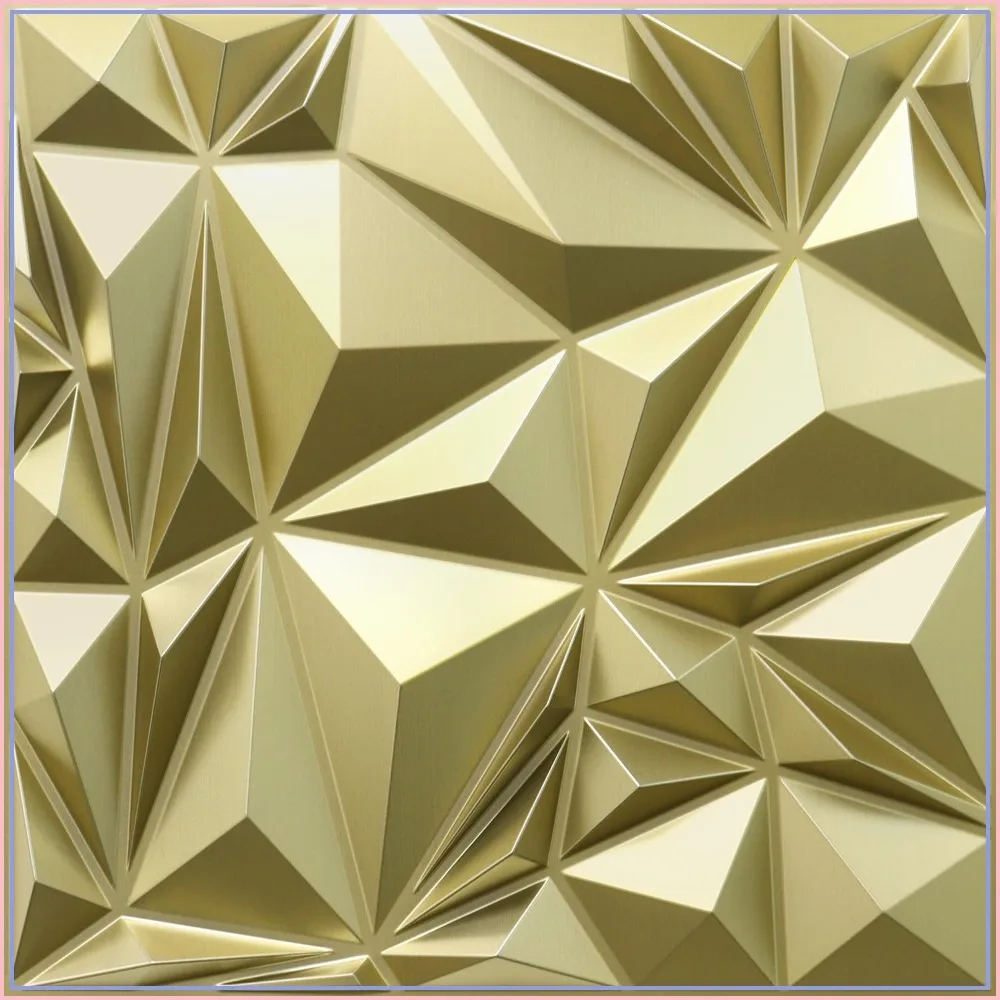 

3D Wall Panels for Interior Decor, Champagne Gold Diamond Design, 19.7"x19.7"