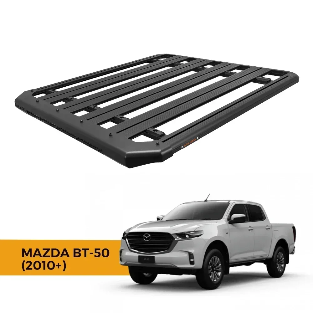 Offroad Aluminum Car Flat Roof Rack Platform Luggage Carrier In Built 28inch LED Light Bar For Mazda BT-50 2010+