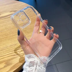 Luxury Shockproof Clear Phone Case For iPhone 15 14 13 12 11 Pro Max Plus Silicone Bumper Transparent Hard Back Cover