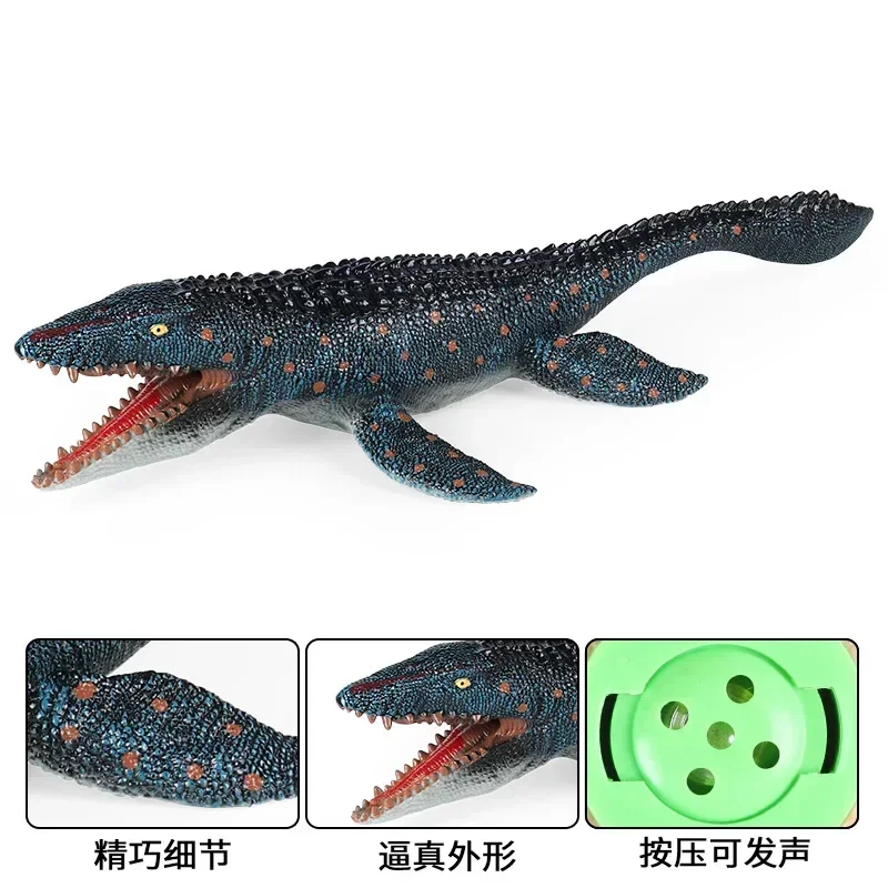 Simulation Large Mosasaur Soft Rubber Filled Cotton Vocal Dinosaur Animal Model Enamel Marine Toy Shark Ornaments