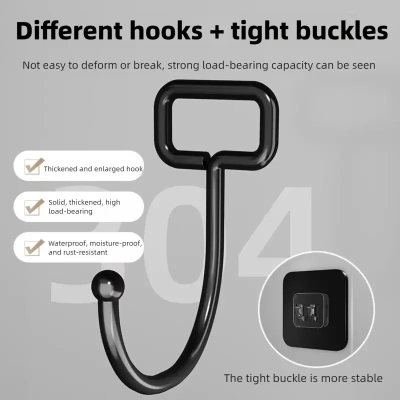 5/15Pcs Strong Rotating Waterproof Self Adhesive Wall Hooks Kitchen Bathroom Home Storage Hanging Holders
