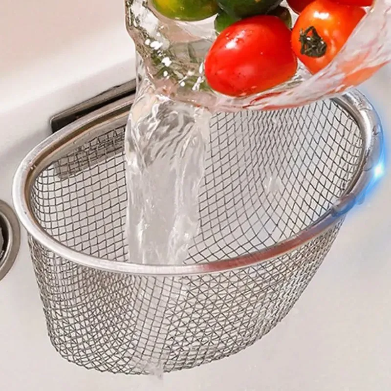 Kitchen Sink Drain Basket Stainless Steel Triangle Food Vegetables Peel Egg Filter Storage Organizer Kitchen Shelf Rack Drainier