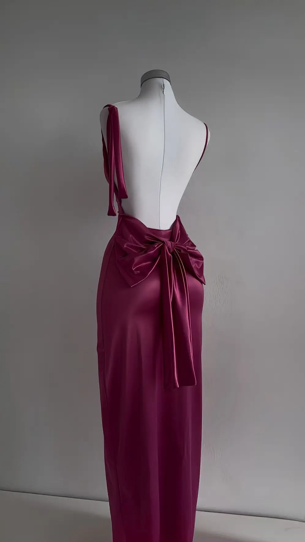 2025 Early Spring new style swing neck satin halter dress, women's cinched waist slimming bow dress