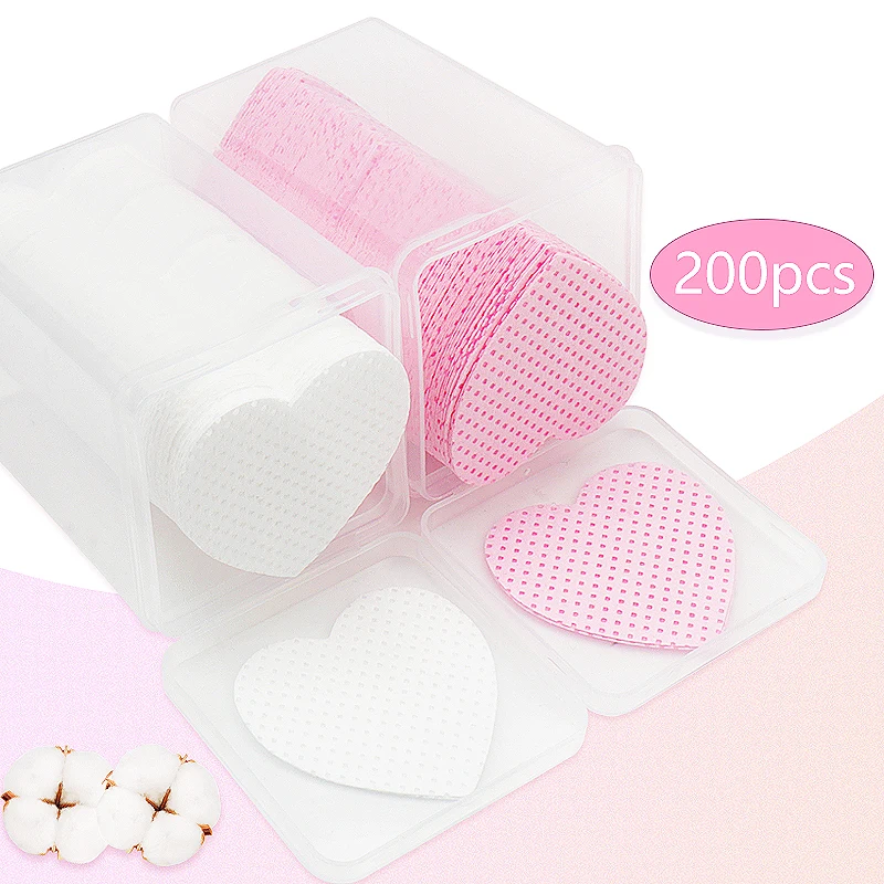 200 Stuks Wimper Verlenging Lijm Schoon Katoenen Pads Nagellak Tattoo Pigment Verwijderaar Papier Wasbaar Reinigingsdoekje Make-Up Tools