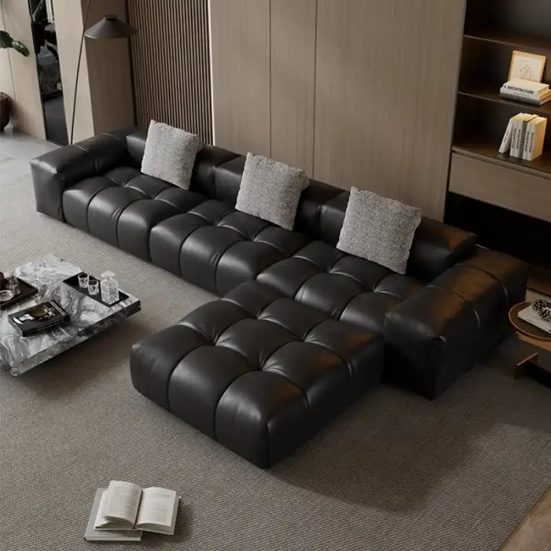 Saba pixel sofa living room original designer first layer cowhide Italian minimalist module puff leather sofa