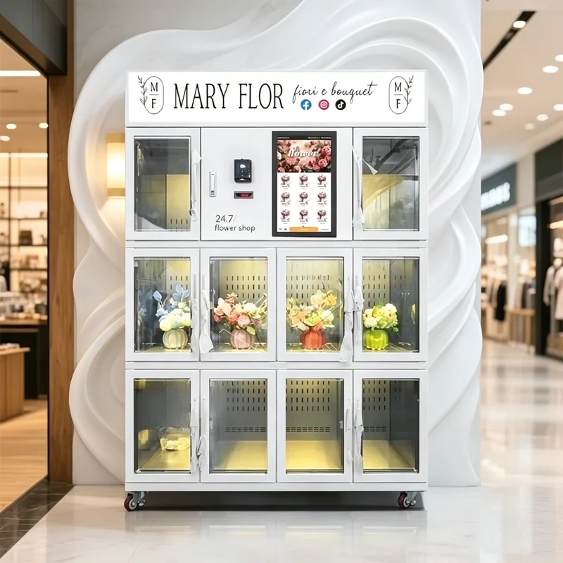 Custom Floral Bouquet Vending Machine Elegant White Large-capacity 24H Unmanned Self-service High-return Flower Vending Machine