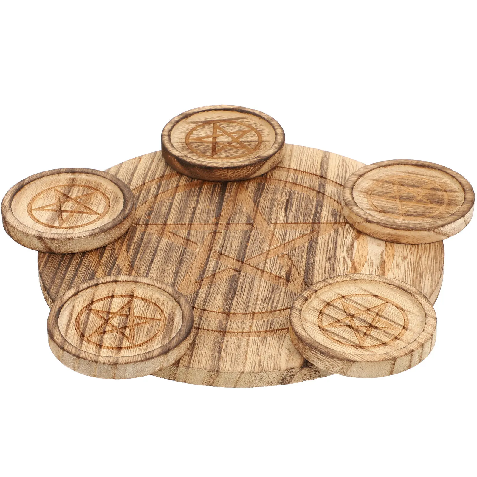 Five Pointed Star Wooden Candleholder Elegant Vintage Stand for Living Room Bedroom Office Table Decor Romantic