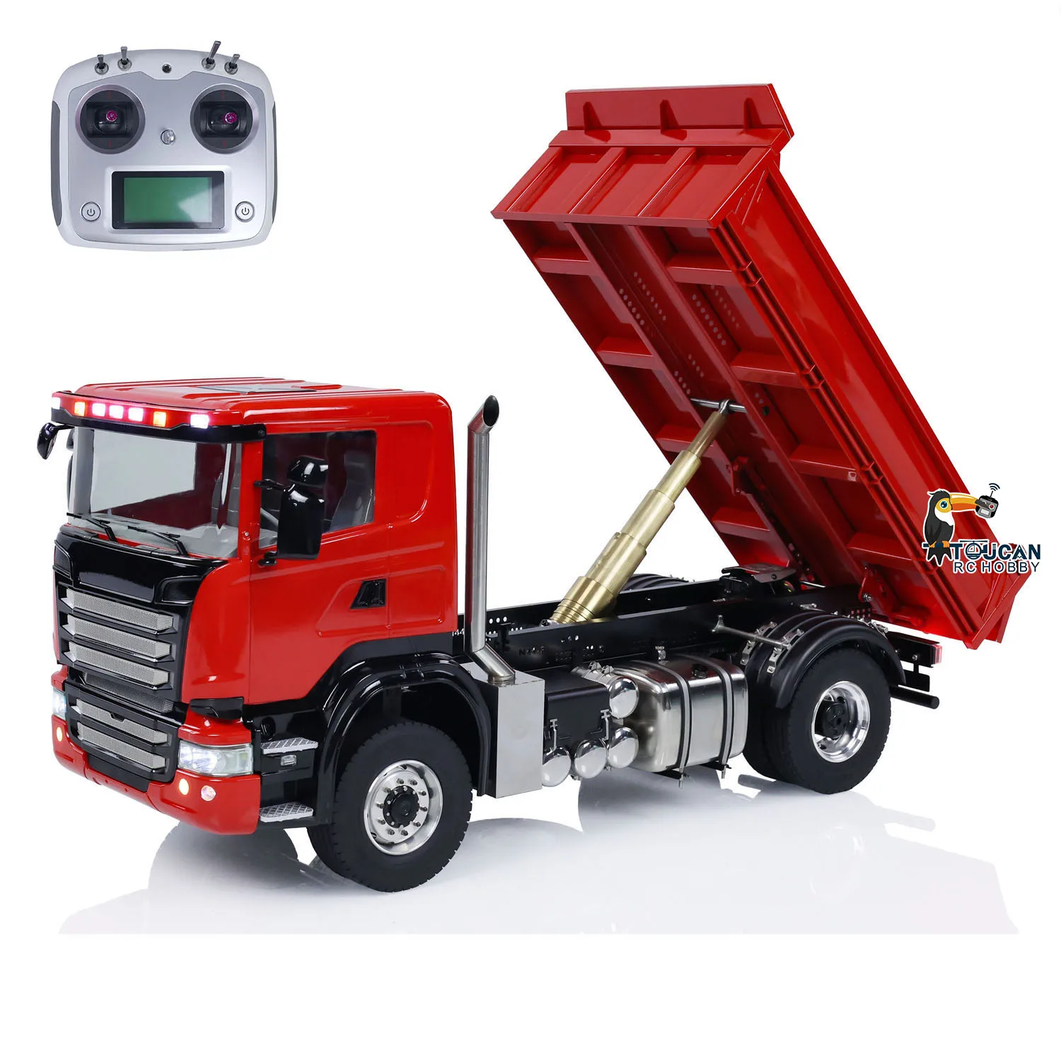 Toys 1/14 4x4 RC Hydraulic Dumper Car Remote Control Dump Truck 3-Speed Transmission Light Sound Metal Tipper Finished Car Model