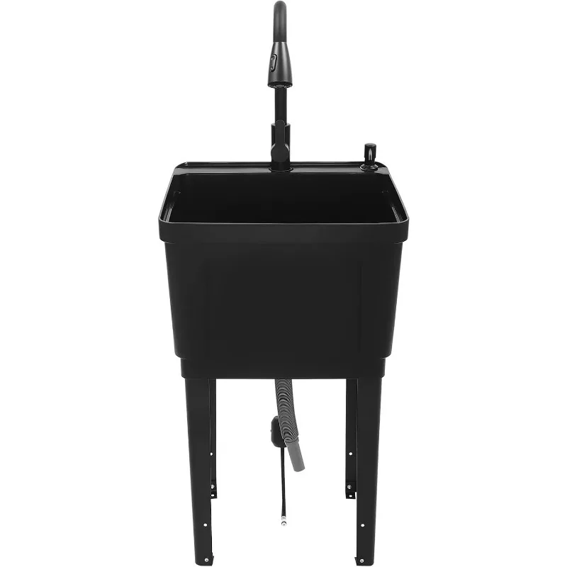 

Utility Sinks For Laundry Room,Plastic Freestanding Laundry Sink Small Utility Sink with High-Arc Pull Down Faucet,Laundry Tub S