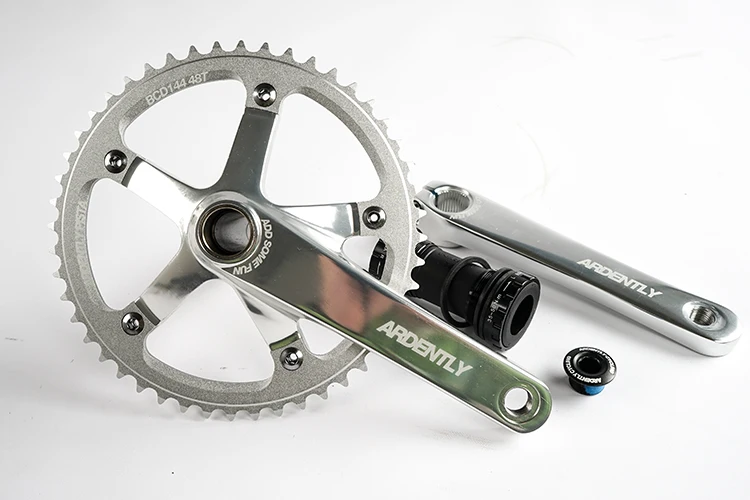 Ardently Fahrrad Hohl Integrierte Kurbelgarnitur FixeGear Kurbel 48T 165mm Spur Single Speed Fahrrad Kurbel Set BCD144mm Alumniun mit BB – Detail 11