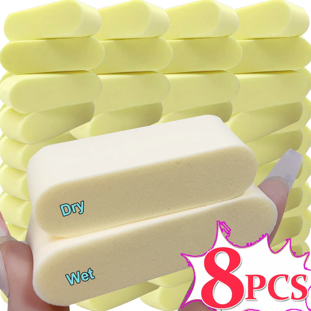 4-8pcs Soft Makeup Sponge Wet and Dry Cheese Rice Cake Strip Powder Puff Face Foundation Concealer Cream Powder Blend Puffs Tool