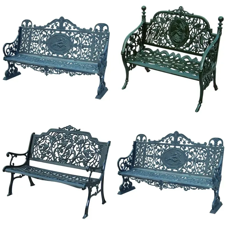 Outdoor Cast Aluminum Bench for Garden Patio Park Durable Weather Resistant Seating Furniture