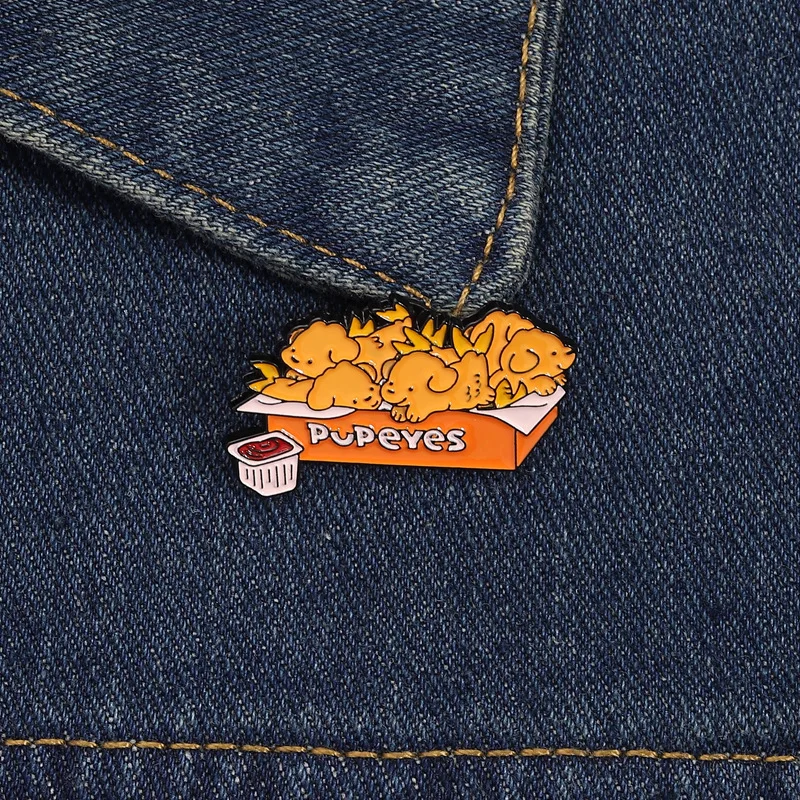 Cute A Box Of Dogs Badge Brooch Pins Cartoon Puppy Tomato Ketchup Enamel Lapel Pin Ornament Backpack Clothing Accessories Gift