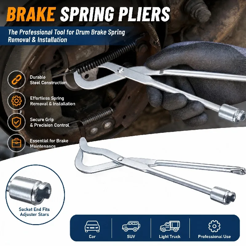 31cm Drum Brake Spring Tool Car Brake Shoe Return Spring Remover Installer Plier Brake Adjustment Lever Workshop