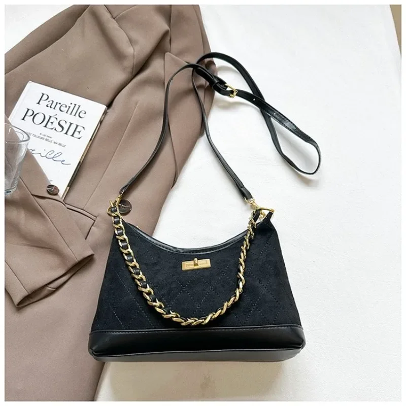 

Trendy Elegant Solid Color Diaper Bags For Women Minimalist High-End Shoulder Bag Simple Leather Commuter Bag Classic Designer