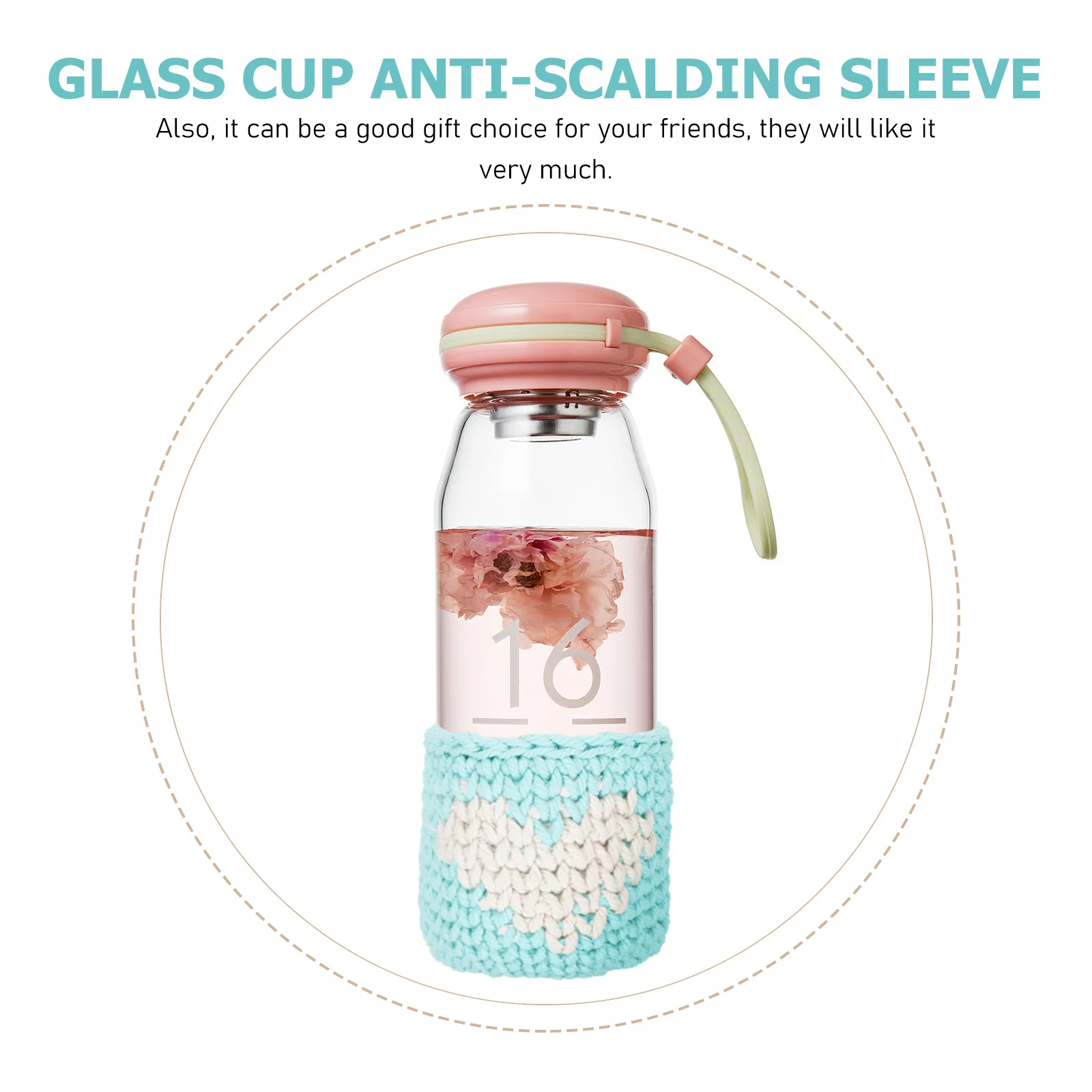 

Woven Cup Cover Heart Design Lightweight Glassware Protection Sleeve For Outdoor Party Decorative Craft Cup Sleeve