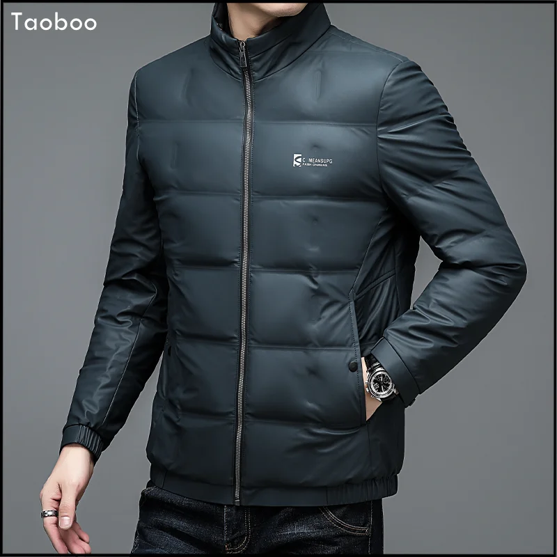 2023New Business Padded winter jackets for men Business Casual Solid Male Coats Warm Classic Fake Leather PU Down Jackets parkas