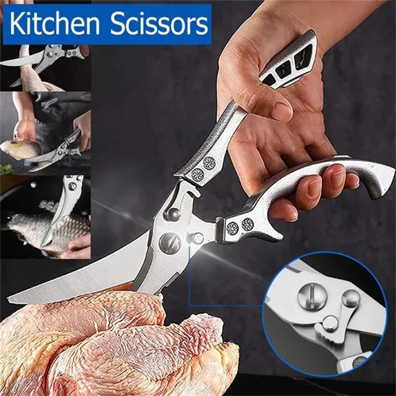 Upgrade Multi-Purpose Kitchen Scissors Chicken Bone Scissors Fish Killing Stainless Steel Cook Sharp Scissors Knife Kitchen Tool