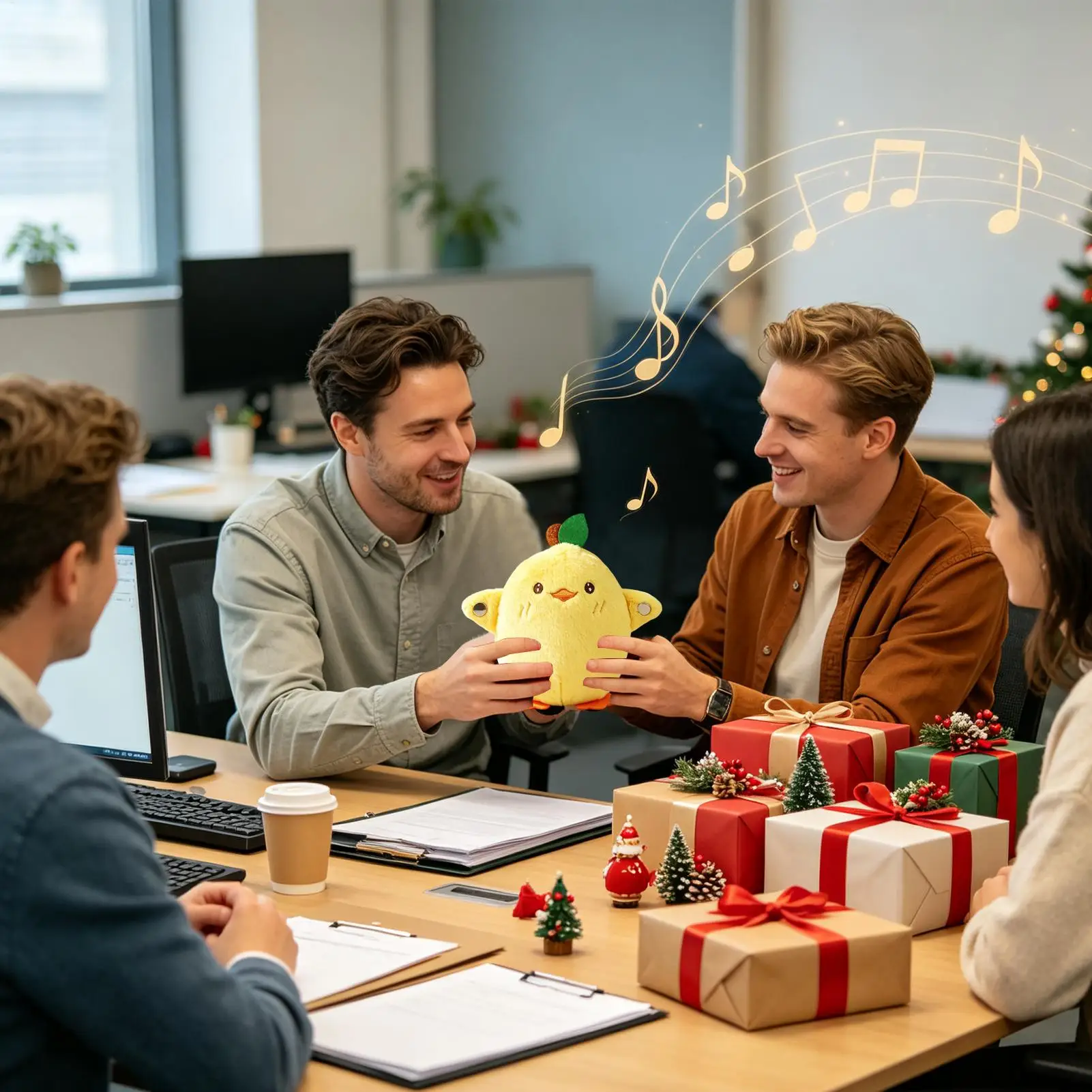 Creative Peculiar Music Rhythm Parent-child Interactive Plush Doll chick Induction Toy Cultivate Music Perception Ability