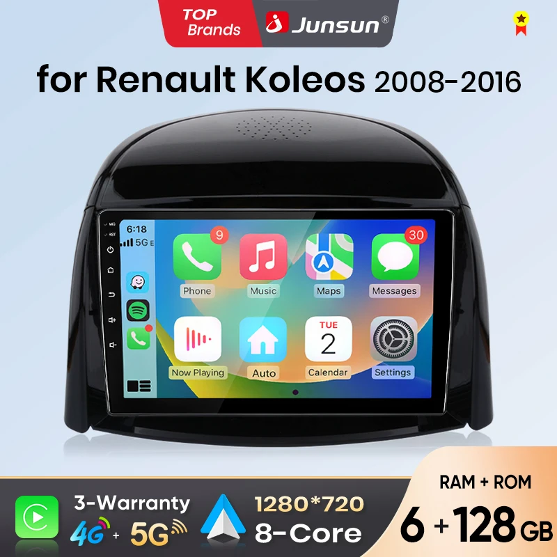 Junsun Android Auto Auto Radio Für Renault Koleos 2008 2009 2010 2011-2016 Multimedia Drahtlose CarPlay SWC GPS Navi RDS DSP FM