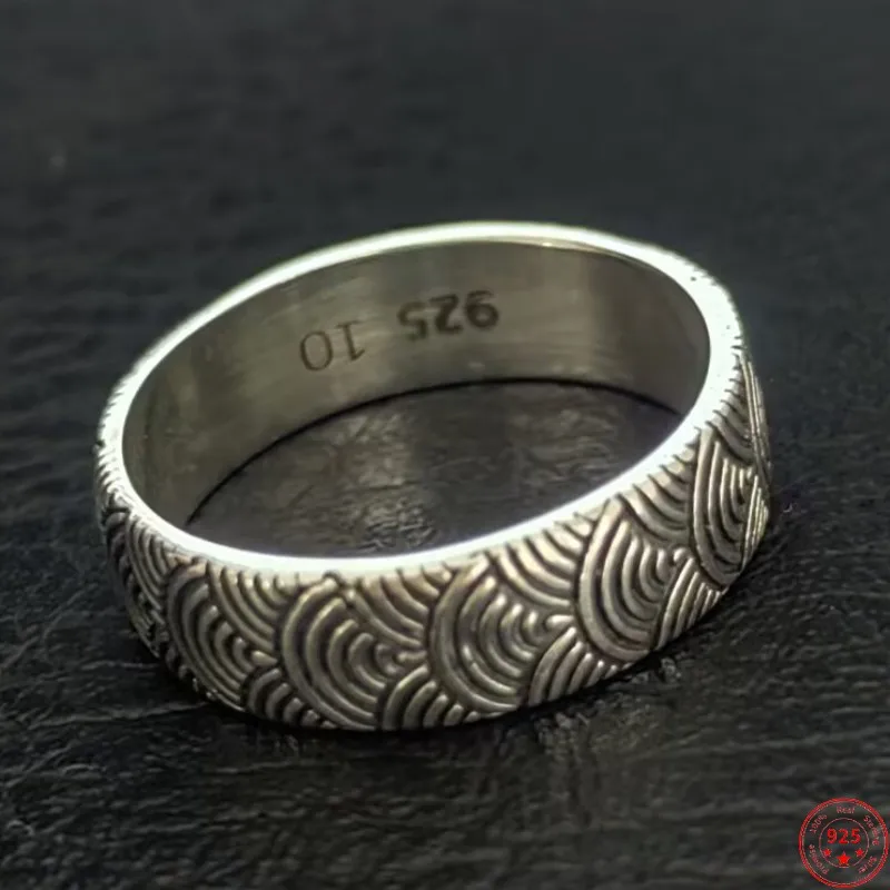 

S925 Sterling Silver Rings for Men Women Genuine New Fashion Dragon Scarle Pattern Vintage Pure Argentum Punk Jewelry