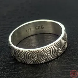 S925 Sterling Silver Rings for Men Women Genuine New Fashion Dragon Scarle Pattern Vintage Pure Argentum Punk Jewelry Wholesale