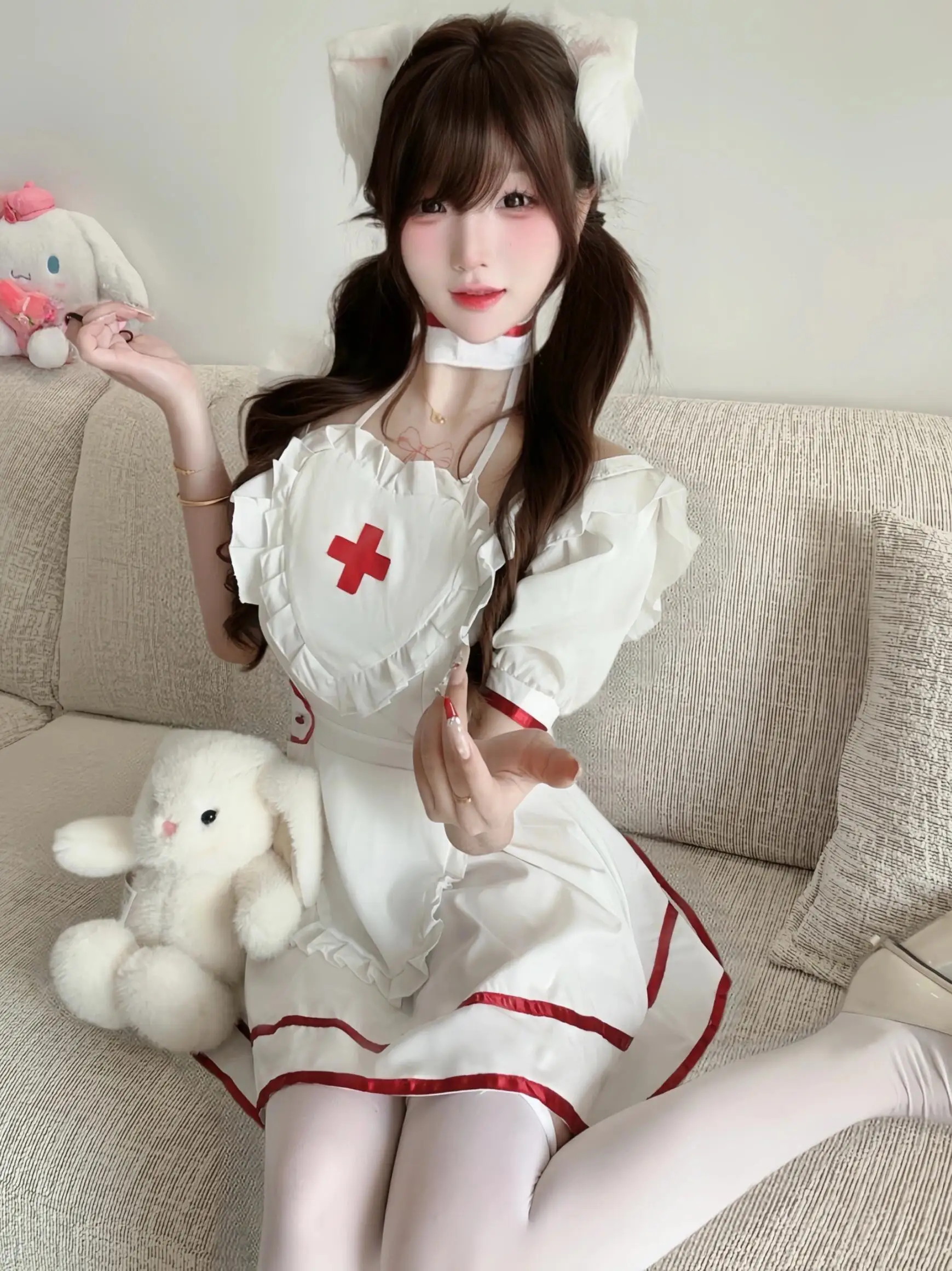 Loween – tenue d'infirmière et sœur, ensemble dr blanc, Costume traditionnel pour femmes, vêtements de spectacle sur scène