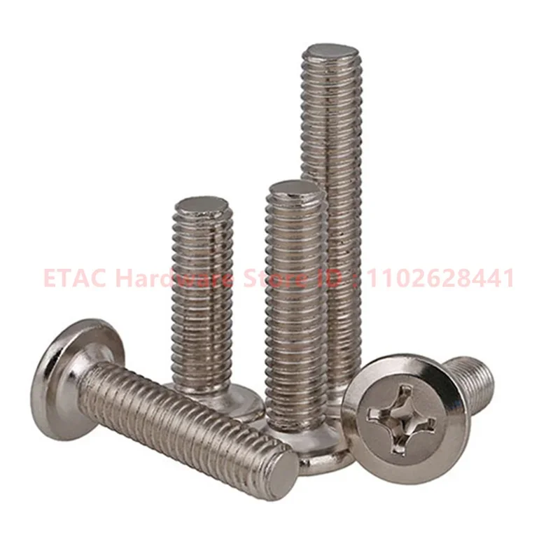 304 Stainless Steel Beveled Screws Cross Round Flat Head Hypotenuse Screw Furniture Bolts Nickel Plated Bolt 3mm-150mm Length