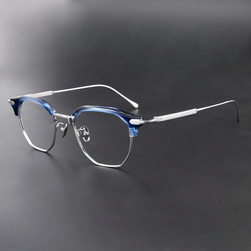

Top Square Handmade Titanium Business Frames Glasses 73/04 Men Anti Blue Light for Women Semi Acetate Myopia Reading Eyeglasses