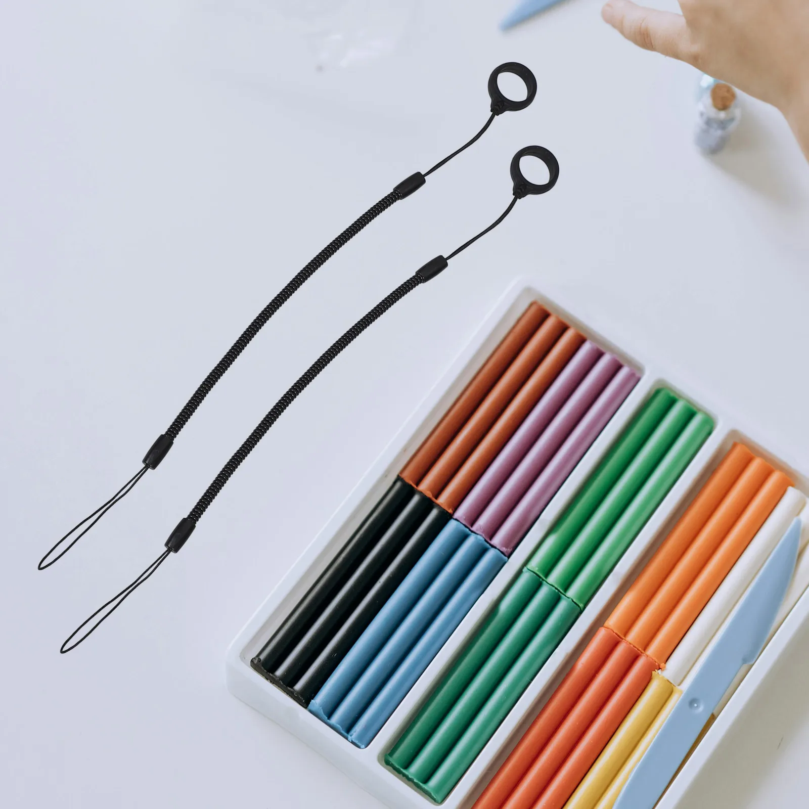 

6pcs Anti-lost Elastic Lanyard Carpenter Pencil Reel Marker Holder Belt Clip Work Necklace Retractable Tool Silicone Key