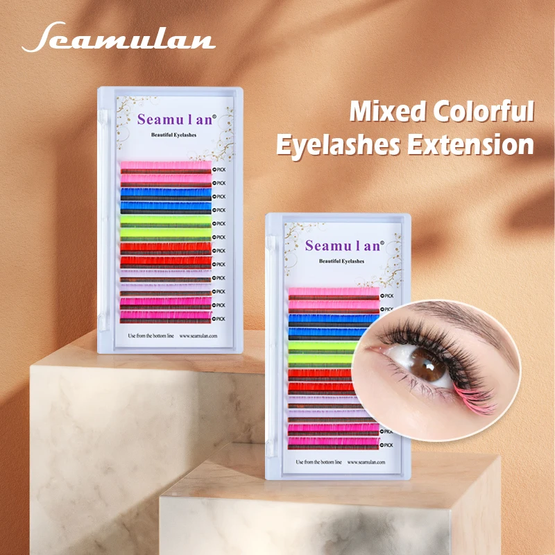 Colored Classic Eyelash High Quality False Eyelash Natural Soft Purple Pink Red Blue Yellow Magenta Lashes Extension For Makeup