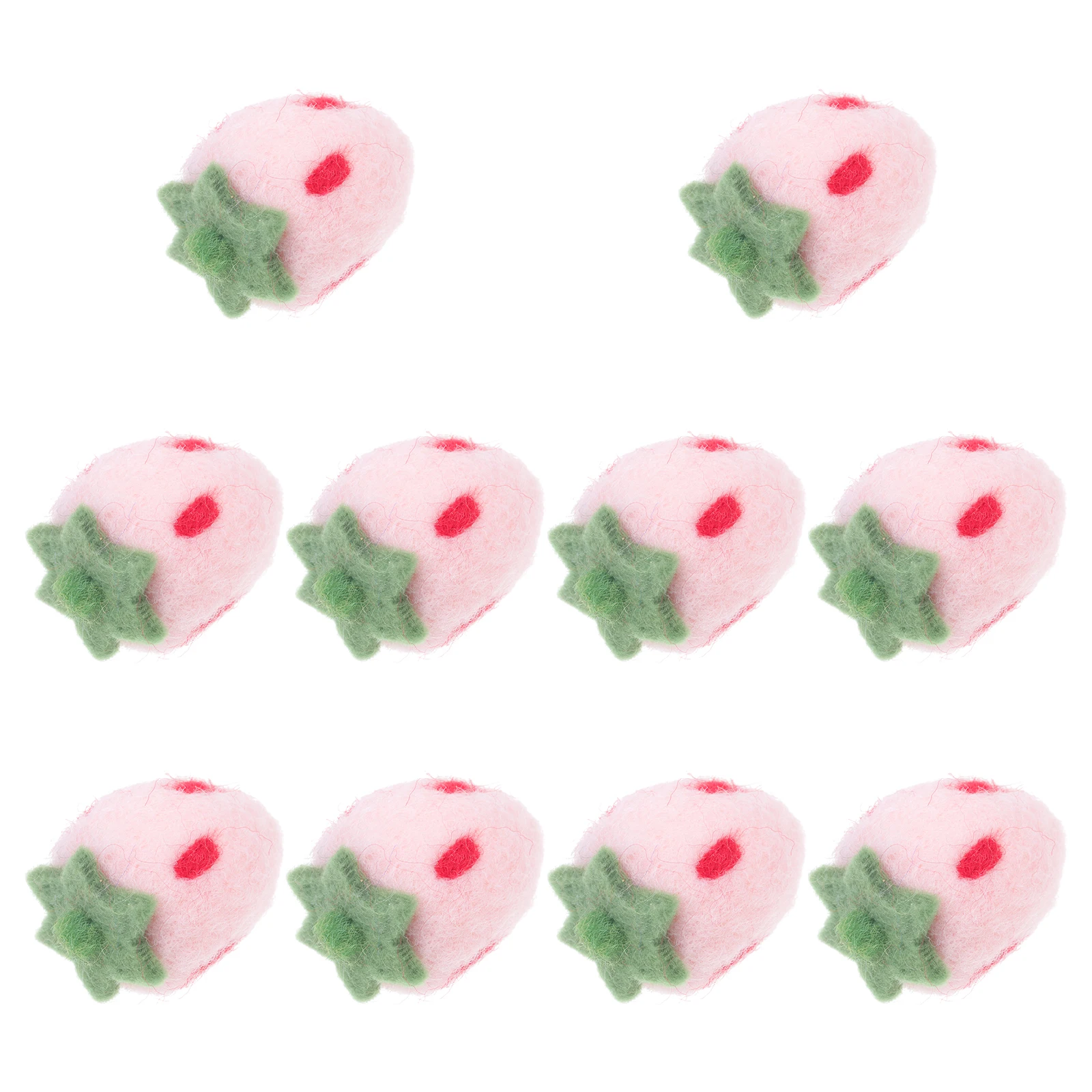 

10pcs Wool Felt Handmade Crafts Pink Strawberry Shape DIY Kits Cartoon Felting Supplies Room Decor Party Accessories