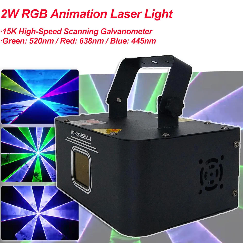 

2W RGB Laser Beam Line Scanner Patterns 2in1 Projector DJ Disco Holiday Party Wedding Bar DMX&RJ45 Stage Lighting Effect