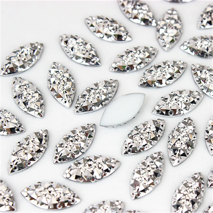 100pcs 7*15mm Marquise Crystal AB Resin Rhinestones Horse Eye Crystals Stones Applique Non Hotfix for DIY Garment Crafts MC192