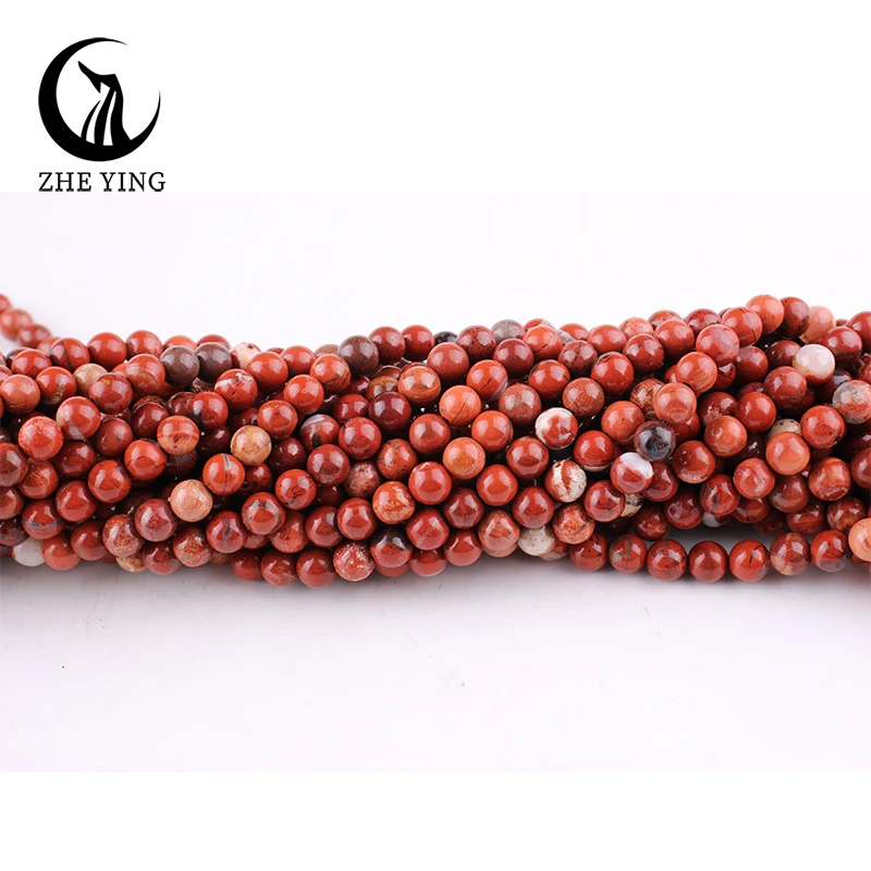 Zhe Ying Cheap Red Jasper Gmestone Beads Round Loose Beads for Braclet Making Diy Jewelry Supply