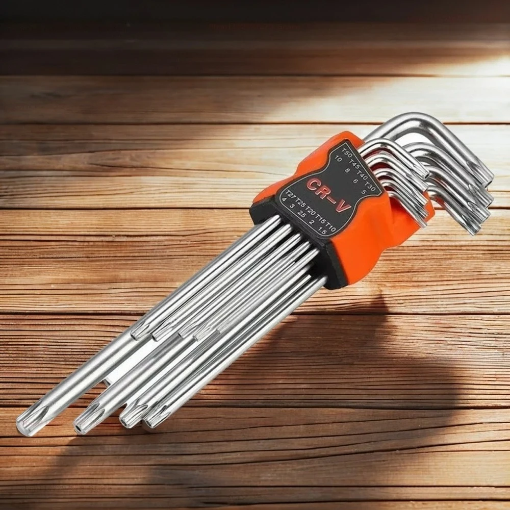 9Pcs L Type Torx Star Wrench Screwdriver Set Universal with Socket Suitable for Motorcycle and Bicycle Hexagonal Key Set