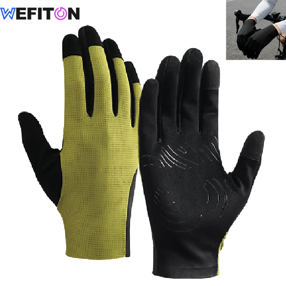1Pair Breathable SBR Anti-Slip Cycling Gloves Full Finger Touch Screen Thin Summer Bike Gloves for Men Women Mountain Bicycle